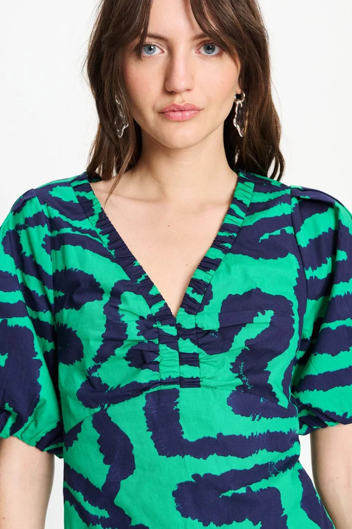 Top Poplin Waves Green