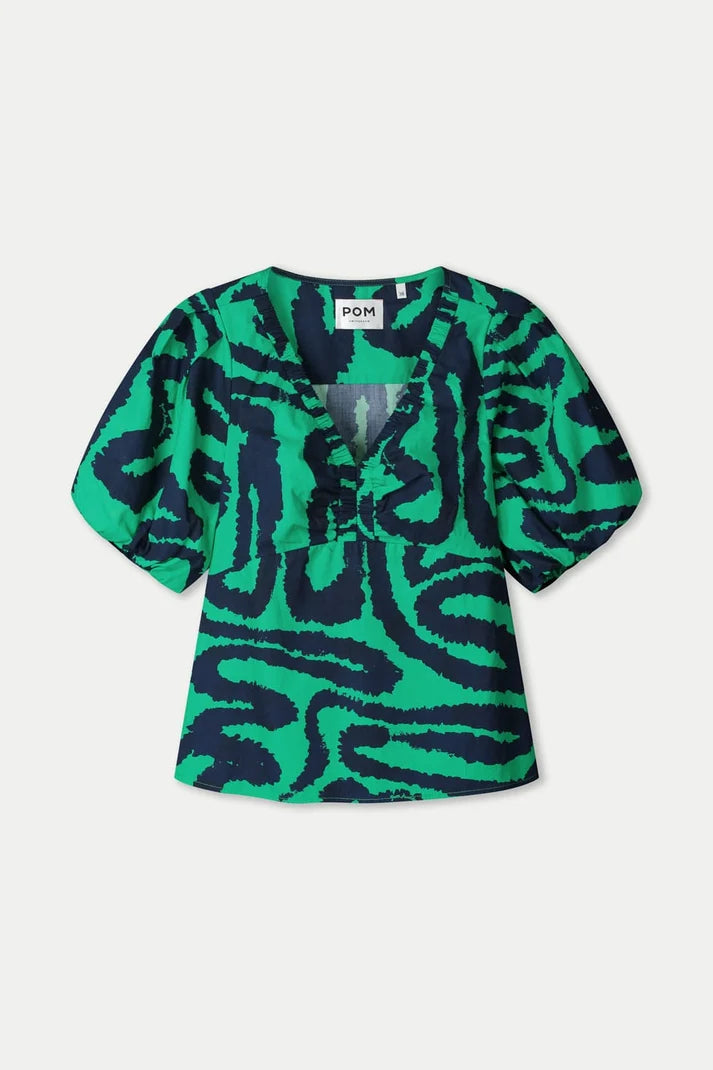 Top Poplin Waves Green