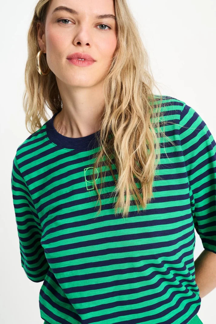 T Shirt Stripe Green Blue