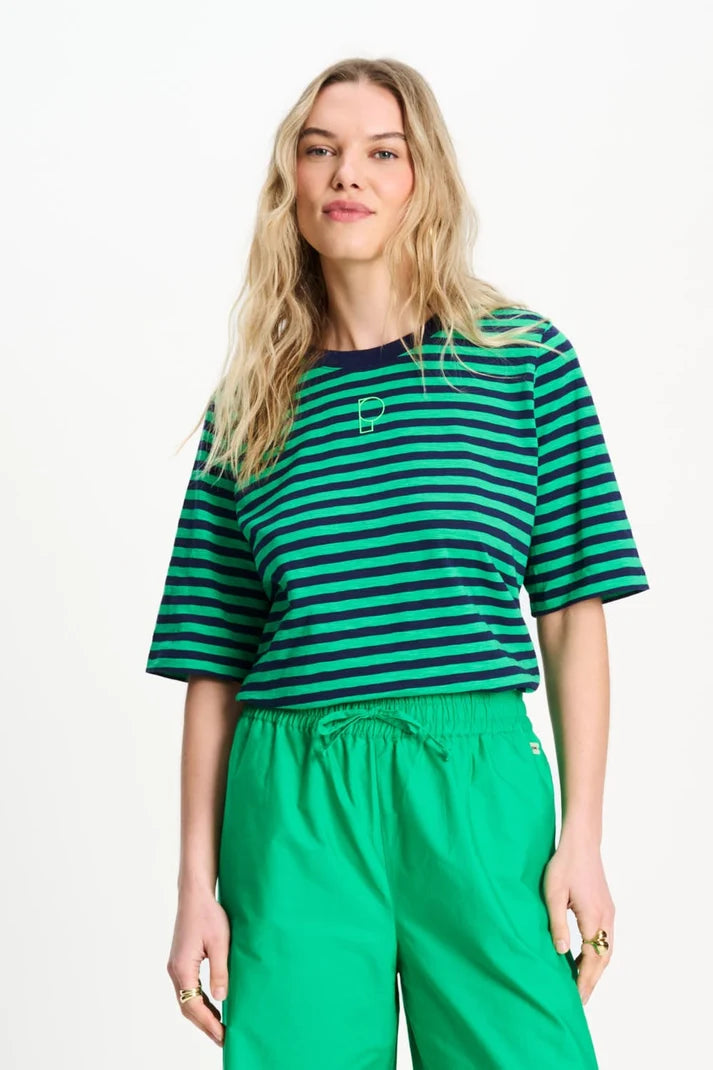 T Shirt Stripe Green Blue