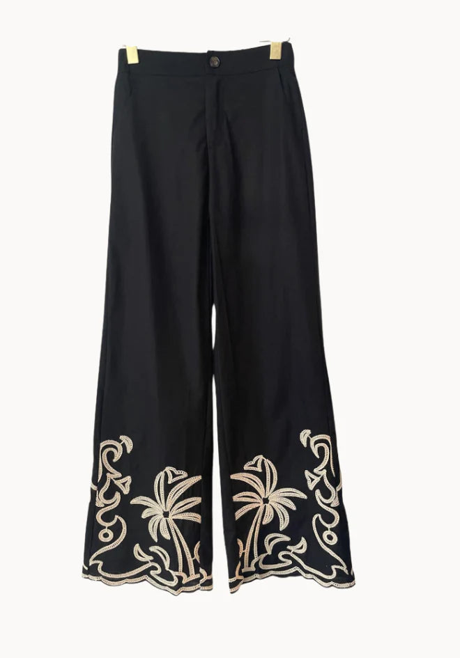 Palm Embroidered Pants