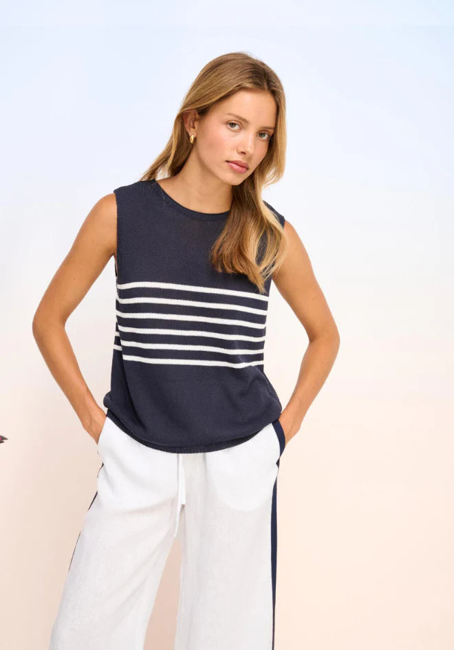 Monaco Stripe Tank Navy/White