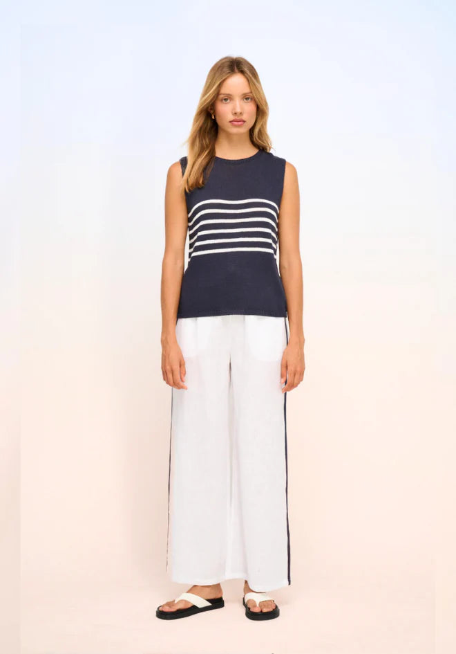 Monaco Stripe Tank Navy/White