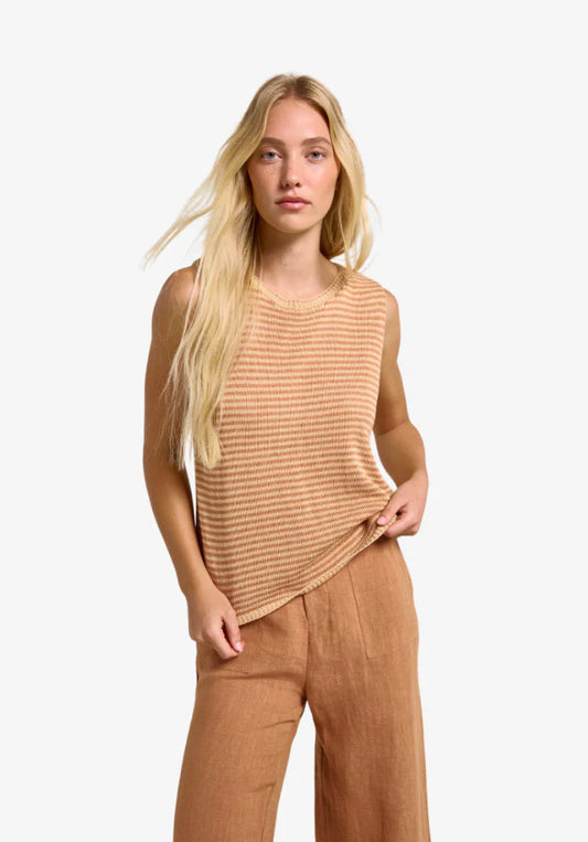 Stripe Spring Tank Mustard/Rust