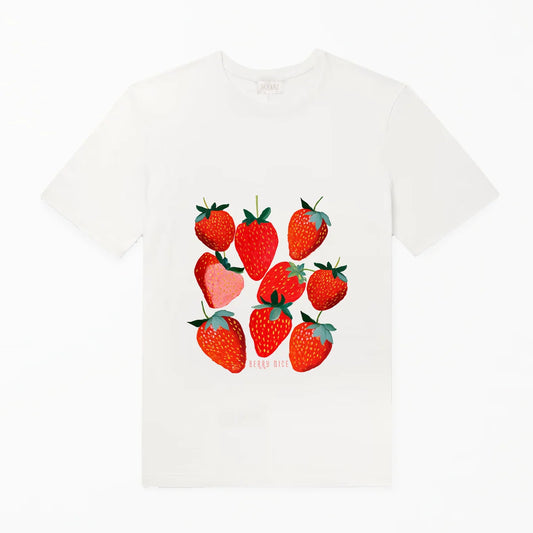 T Shirt White Strawberries Berry Cute