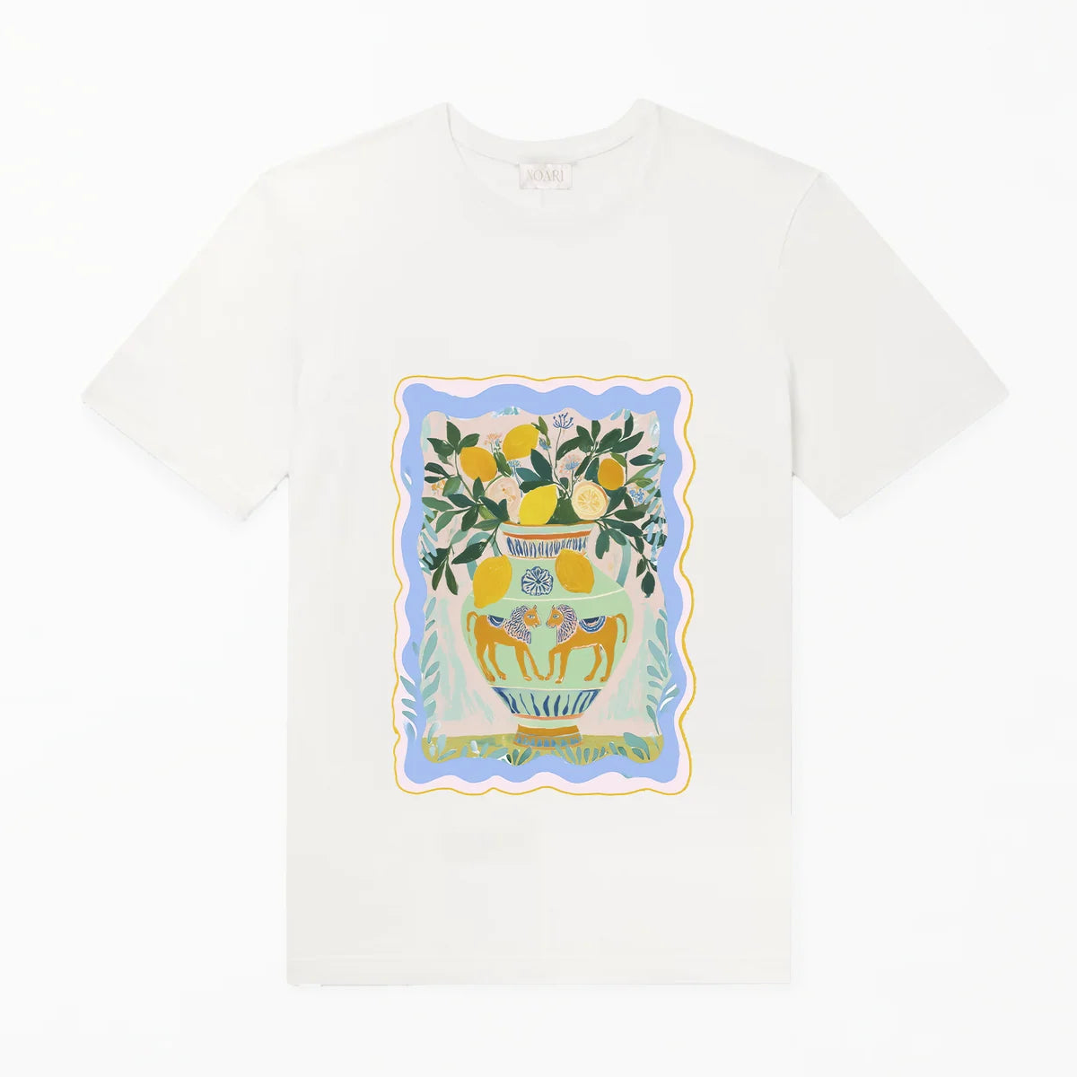 T Shirt White Vase Lions And Lemons