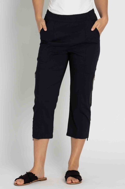 Cropped Zip Cargo French Navy