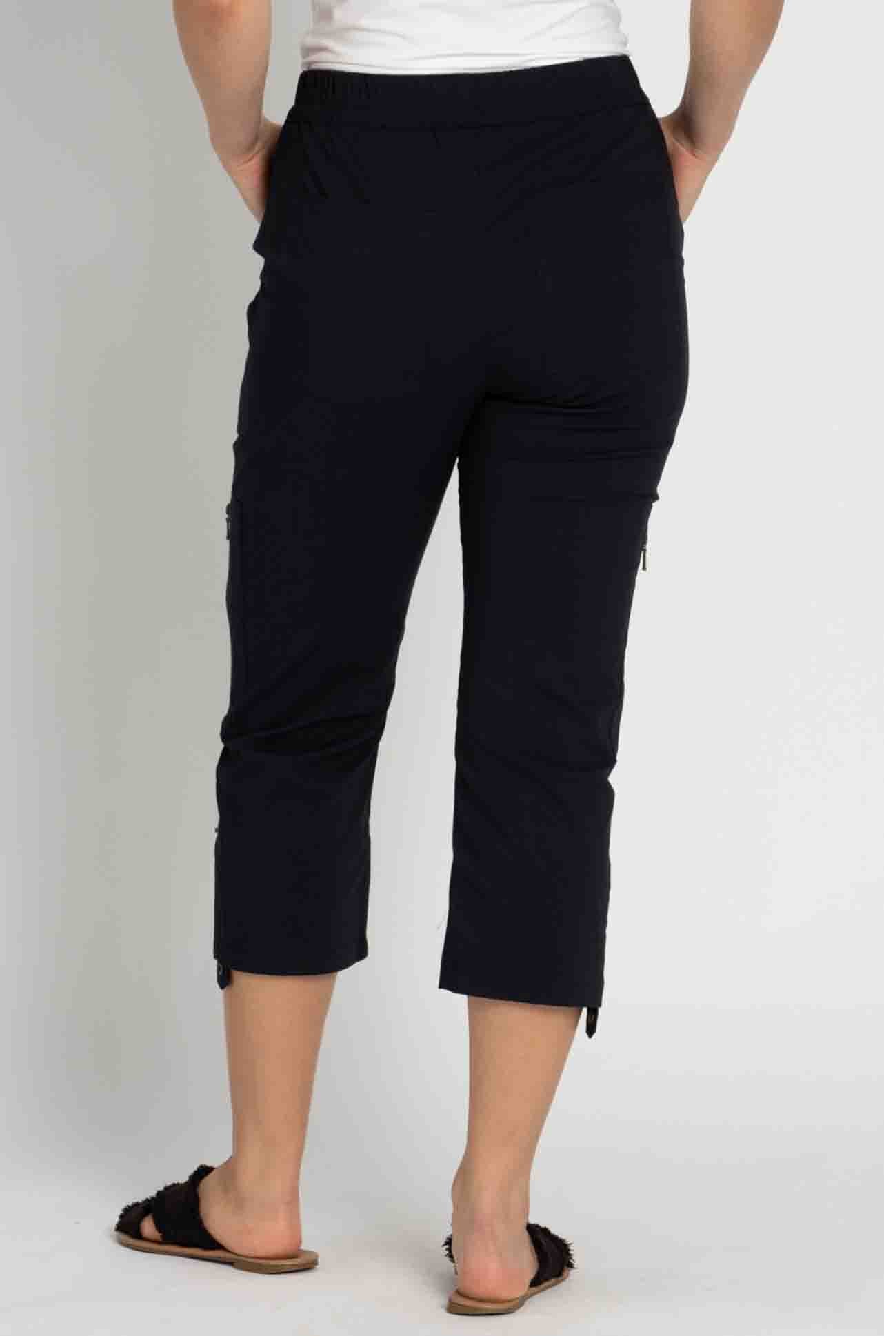 Cropped Zip Cargo French Navy