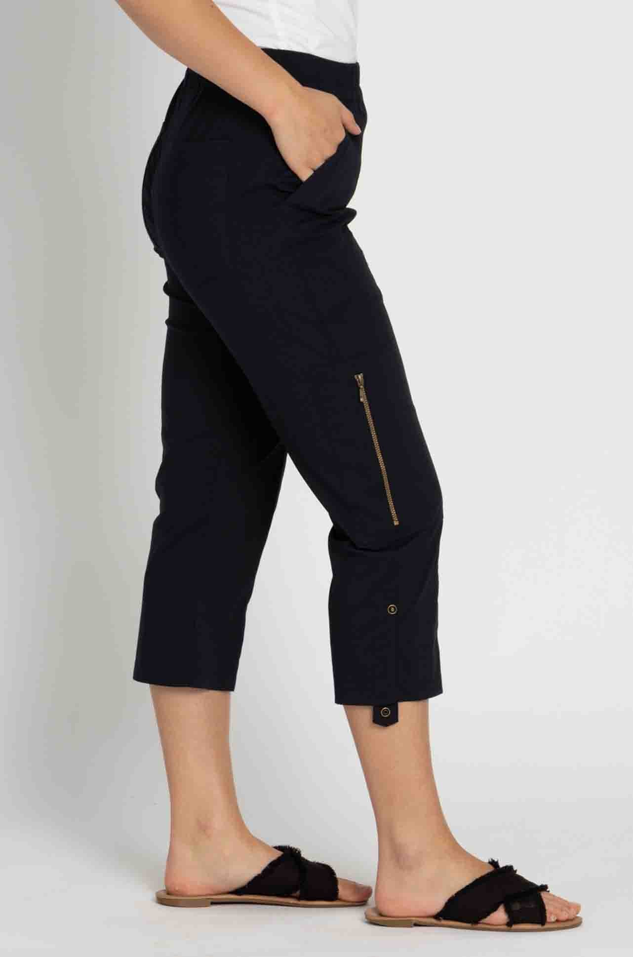 Cropped Zip Cargo French Navy