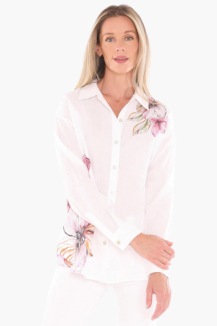 Floraline LS Shirt White