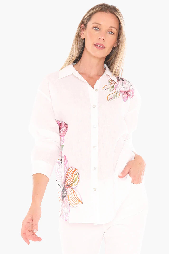 Floraline LS Shirt White